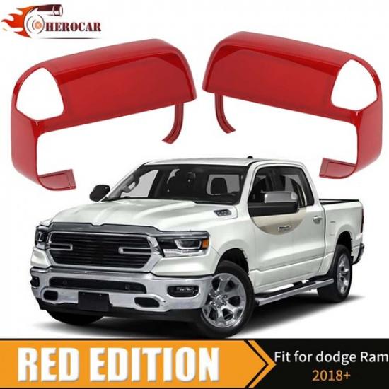 2PCS Red Towing Mirror Covers w/Turn Signal for Dodge Ram 1500 + Accessories
