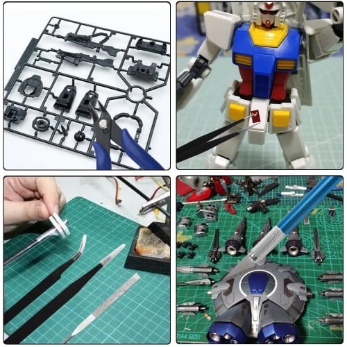 WMYCONGCONG Plastic Model Tool Kit, 10-Piece Beginner's Tool Set, Modeler's Knife (5 Replacement Blades), Thin-Blade Nippers, File, Precision Tweezers