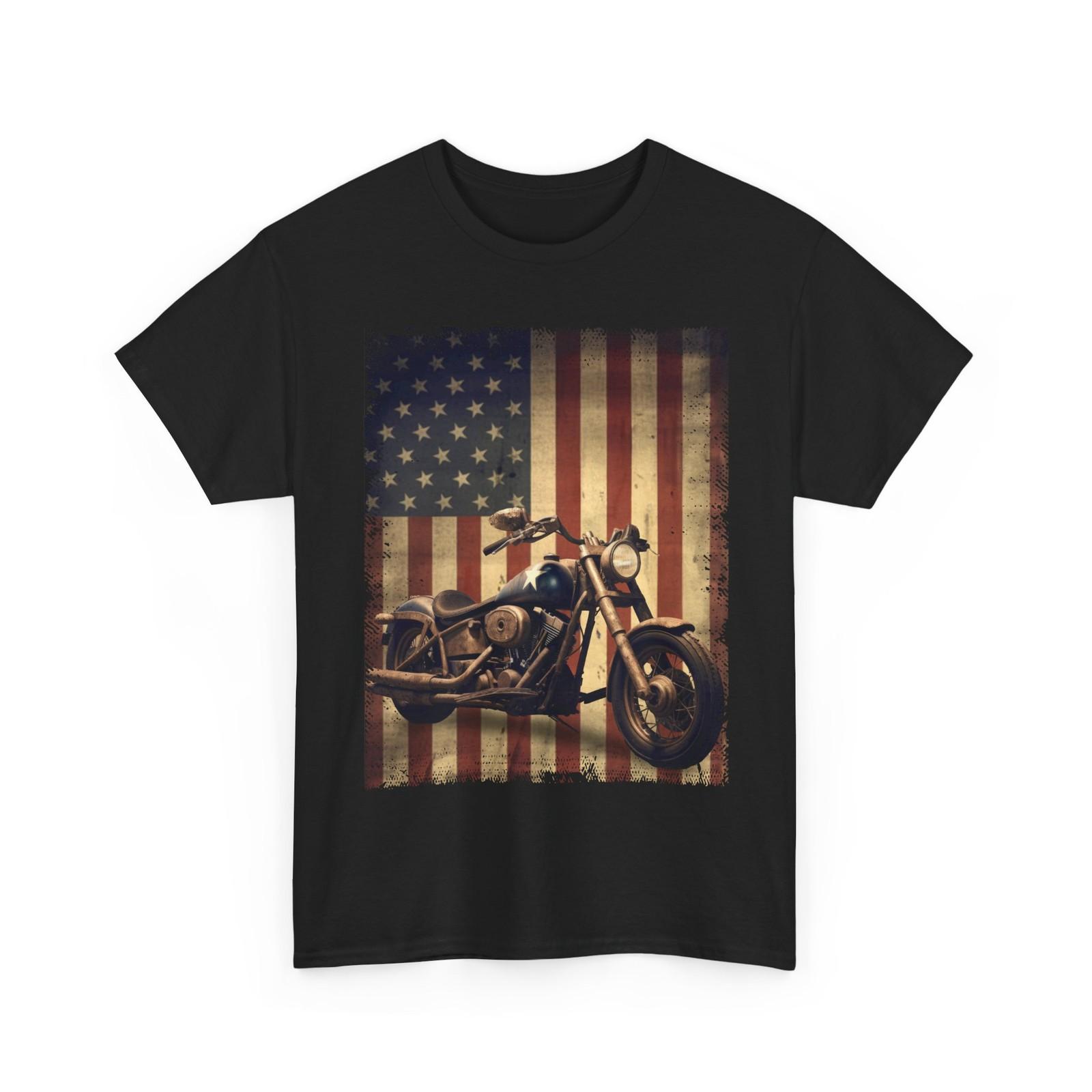 American Flag Motorcycle T-Shirt, Motorcycling Lovers Motorcyclist Shirt S