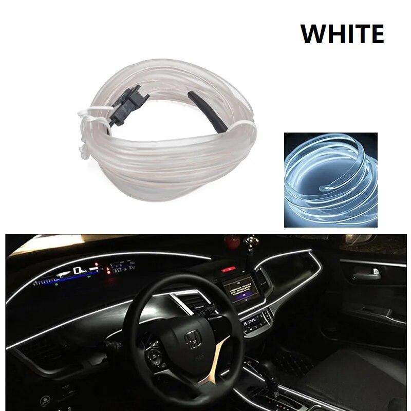 Auto-Innenraum-LED-Leuchten mit flexiblen Neonlichtern mit USB-Zigarettenanzünder 1M/3M/5M heißer Stil Umgebungs-LED-Leuchten LED Ice Blue