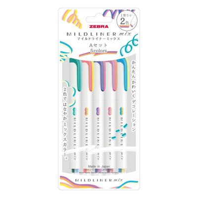 Mildliner Mix Line Set A Water-Based Marker, 5-Color (WKS23-5C-A)