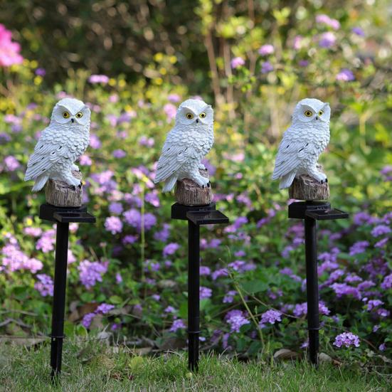 Solar Owl Lawn Light, Garden Owl Statue Solar Light, Outdoor LED Owl Light with Spike for Yard Patio Pathway