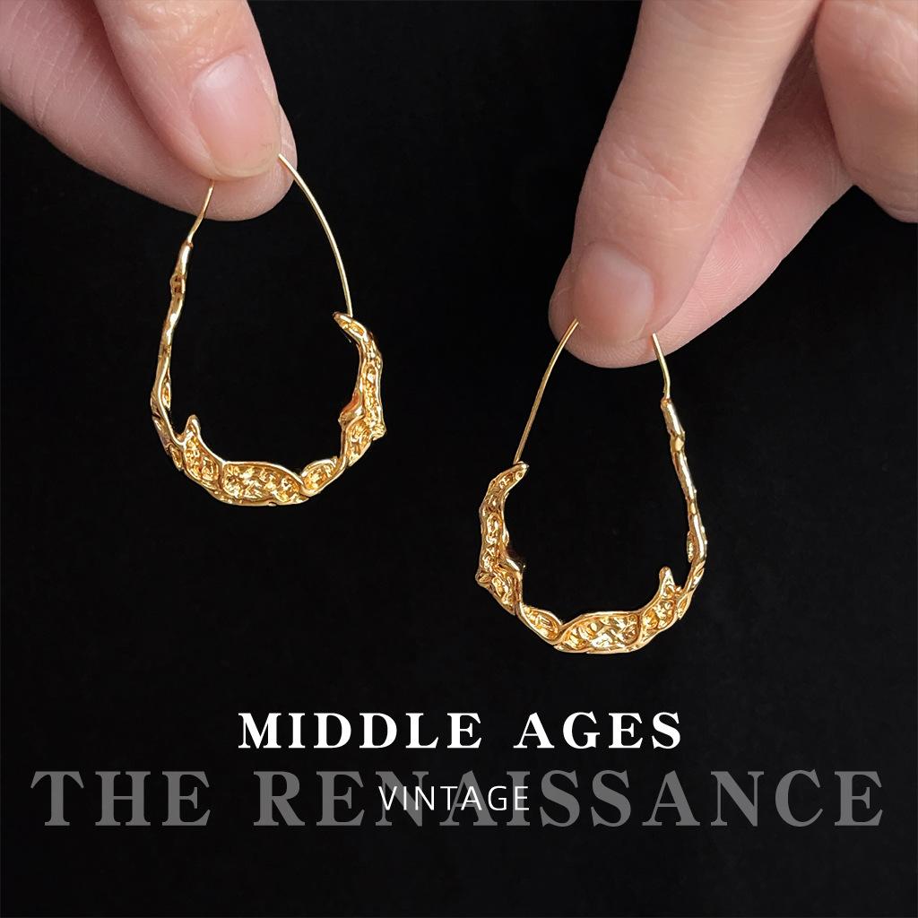 Легкие серьги-капли из лавы с французским покрытием из 14-каратного золота Премиальные ретро-серьги