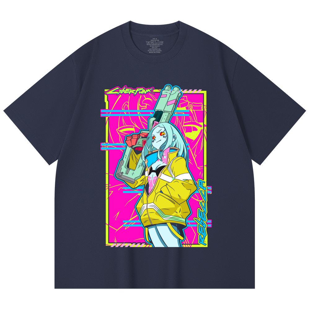 230 Gsm 100% Cotton Cyberpunk Edgerunners V6 Rebecca Print Unisex Heavy Cotton T Shirt