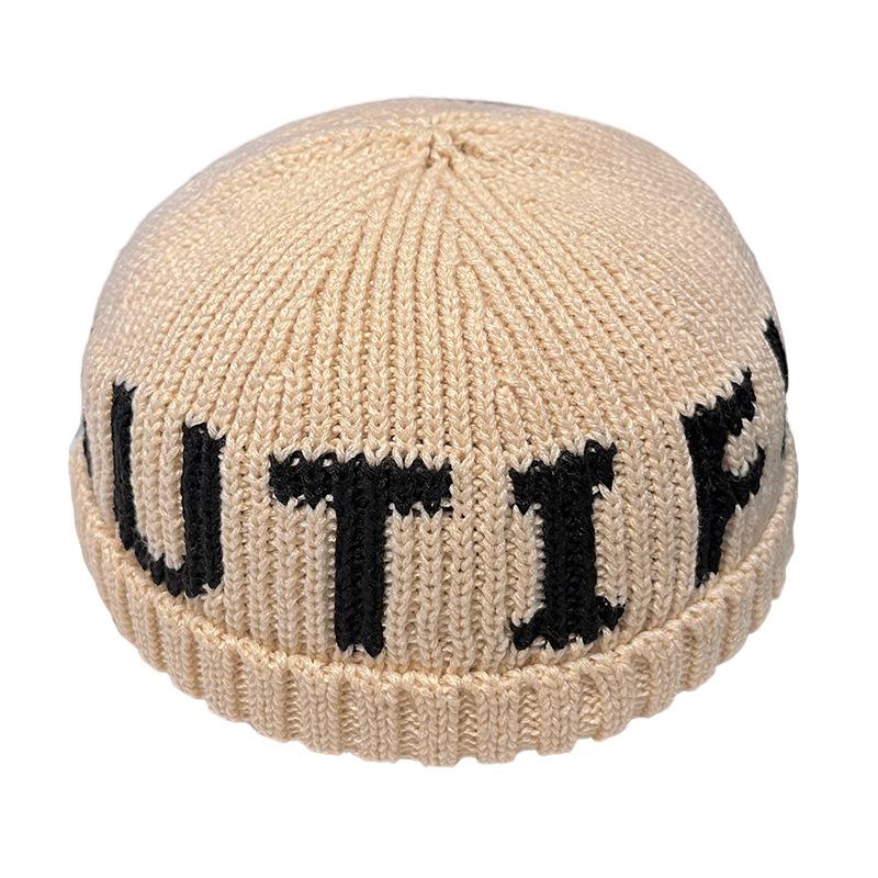 Autumn and winter new landlord hat letter embroidery knitted hat Internet celebrity fashion simple wool hat warm cold hat