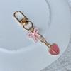 Creative Letters Metal Pink Bow Keychain Fashion A-Z 26 Letters Keyring Charms Mobile Phone Key Holders Bag Accessories Gift