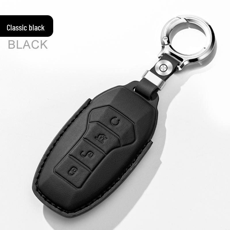 Genuine Leather Key Cover for BYD Qin Pro, Song Plus, Tang, New Energy Han, e9, Denza - Full Coverage