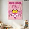 Custom Name Pink Panther Wall Tapestry Aesthetic Wall Hanging Printed Fabric Blanket Decorative Tapestries for Bedroom Living Room Home Decor