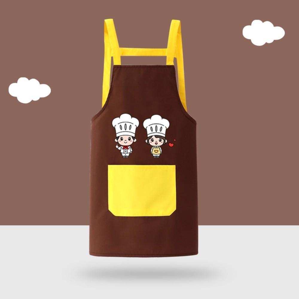 New Cartoon Kids Apron Arm Sleeve Hat Children's Bib Chef Cap Waterproof Chef's Uniform Baking