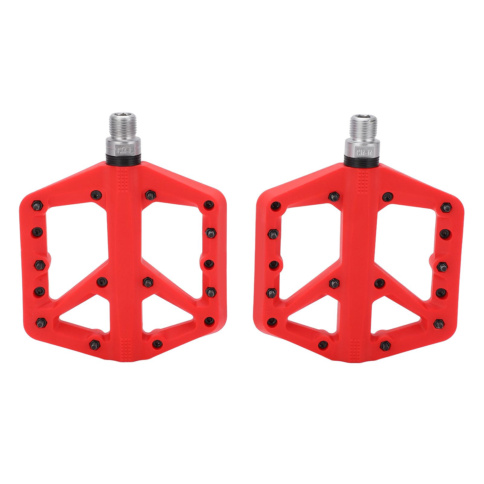 1 Pair Bike Pedal Anti Slip Nylon Fiber Bicycle Platform Flat Pedals for Road Mountain Bike красный