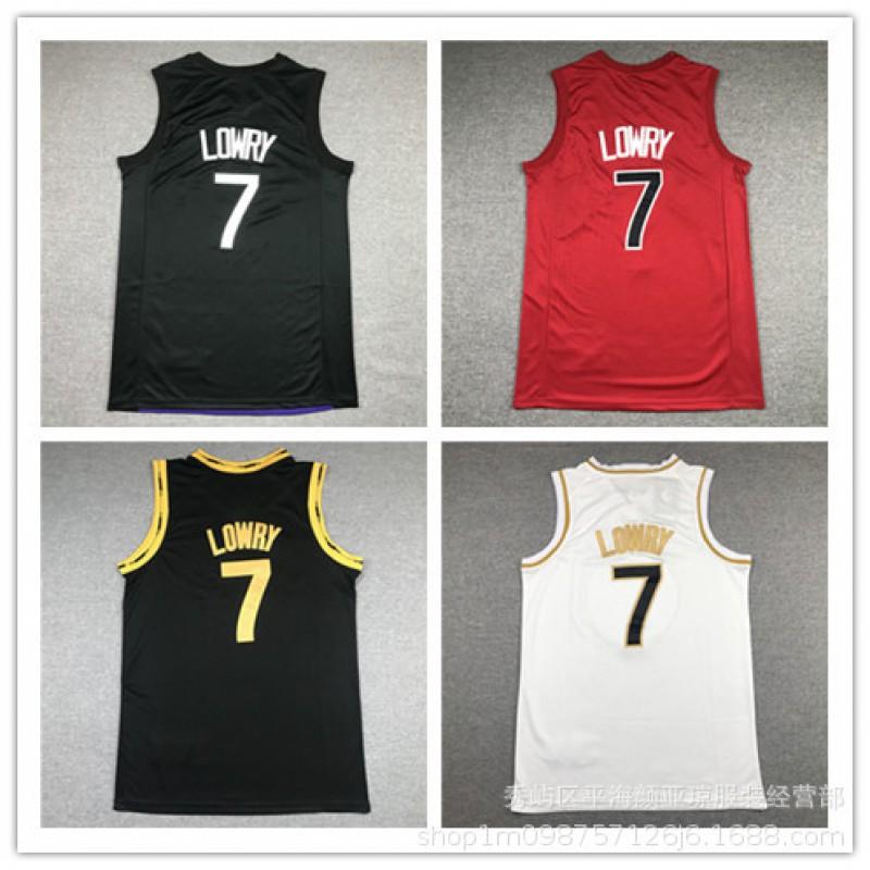 Camisa de Basquete Bordada Toronto Raptors 7 Kyle Lowry Masculina Feminina Roupa Esportiva Outono Inverno