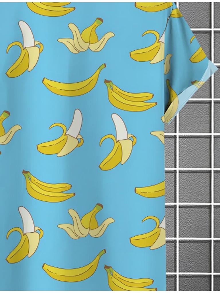 Herren Freizeithemd mit Bananenprint, kurzärmlig, aus Polyester, mehrfarbig, verschiedene Größen erhältlich, modisch für den täglichen Gebrauch