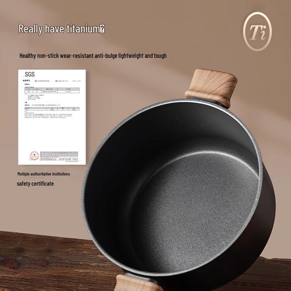 Universal Titanium Non-stick Stockpot: Steaming & Stewing, Double-Ear Design for Induction & Gas Stoves