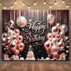 Gold Glitter Blue Birthday Party Background Balloon Star Stand Banner Poster Background  Theme Party Decoration Supplies Gi