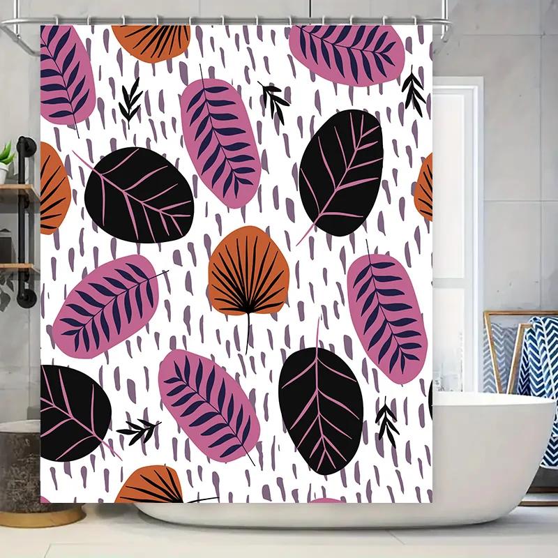 

Modern Leaves Shower Curtain Waterproof Bathroom Decor Various Colors Available Perfect For Renters Small Bathrooms W60H190(CM)-1 Pcs