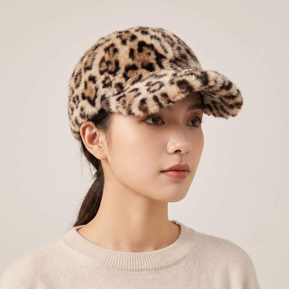 Thickened Leopard Baseball Cap Warm Faux Fur Hat Fashion Snapback Hats Sports