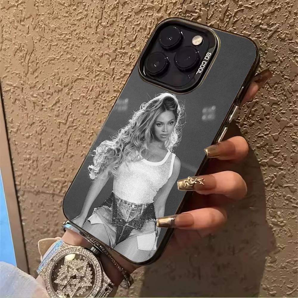 music legend-B-Beyoncé Phone Case For iPhone 17,16,15,14,13,12,11 Plus Pro Max Colored Silver Phone Case