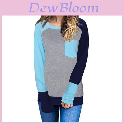 Autumn Womens Tops With Round Collar And Long Sleeves In Vibrant Colors