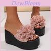 Summer Flat Flower Toe Post Sandals With Rubber Sole For Women