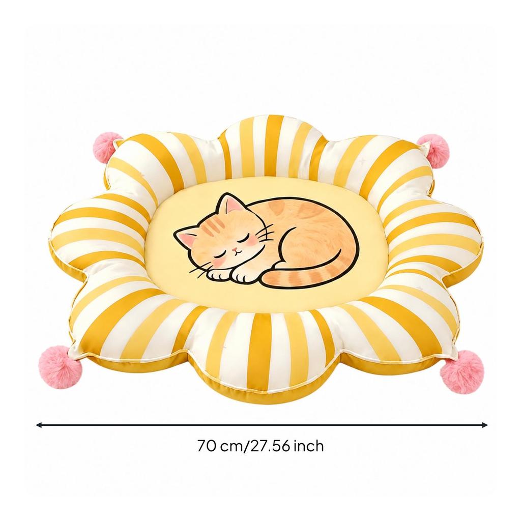 Pet Bed Cushioned Round Flower-Shaped Cat Lightweight for Bedrooms