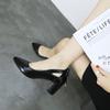 Spring New Women Pumps Leather Sexy Pointed Toe Square High Heels 6cm Shoe Ladies Fashion Shallow Derss Shoes Large Size 44