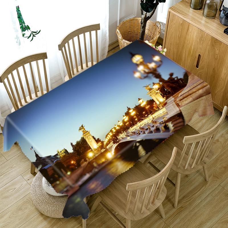 Prosperous City Pattern High -Rise Building Tablecloth Thicken Cotton Rectangular /Round Table Cloth For Wedding Picnic Party