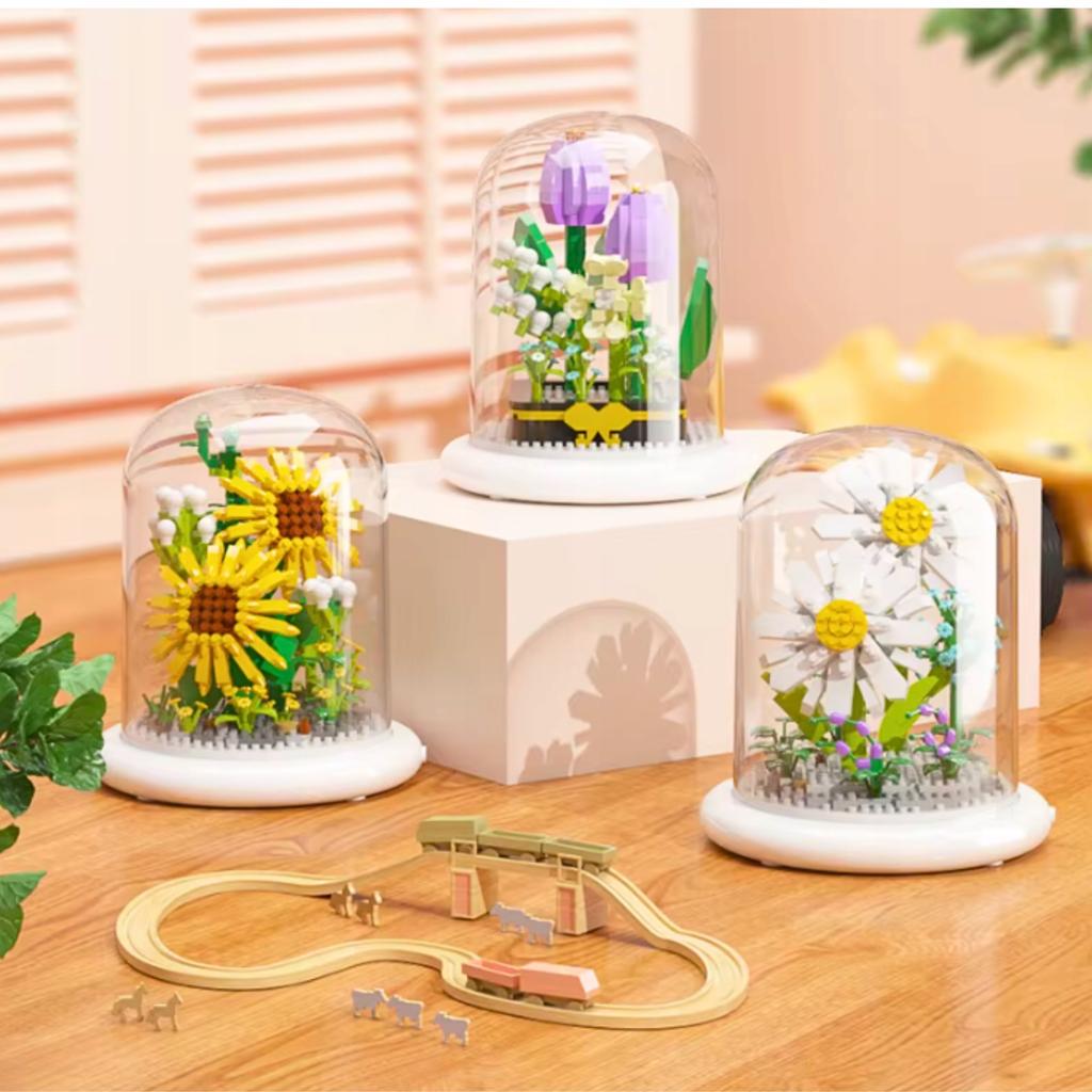 Flower Bouquet Construction Blocks Flower In A Dome Set 570 Pcs.