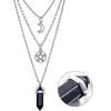 Layered Agate Necklace With Hollow Moon Star Charm For Women Collarbone Jewelry