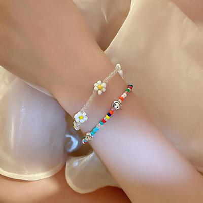 Glasperlen-Blumenperlen-Armband