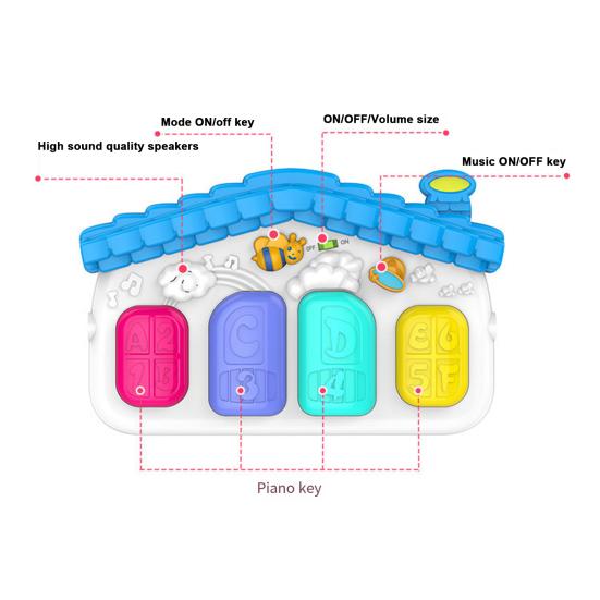 Baby Play Mat with Hanging Rattle Toy Light & Music Crawling Mat Kids Activity Gym Fitness Play Piano Game Blanket Early Educational Musical