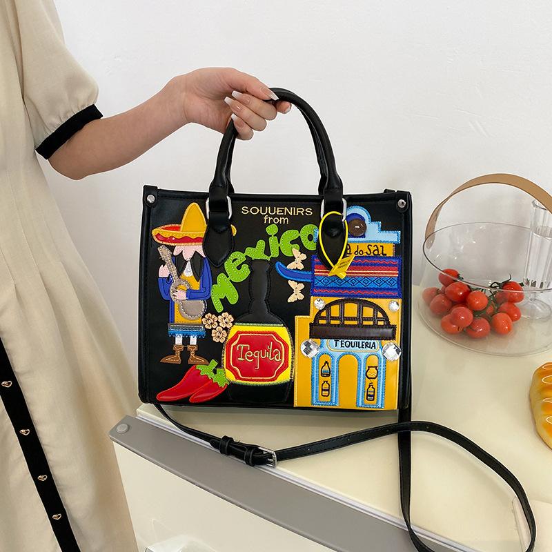 Borsa di Grande Capacità - Borsa a Mano/a Spalla Tote in Stile Vintage - Borsa Monospalla di Nicchia
