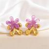 European and American Xiaoqing Fresh Wind Earrings, Colorful Jelly Flower Shape Design Earrings, Versatile Mori Earrings