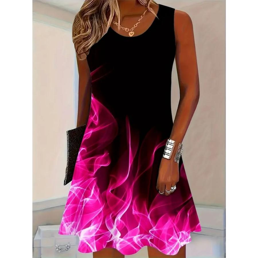 Ladies' New Summer with Stylish Printed Sleeveless Dress A-Line Casual Spring And Summer Vest Dresses Y2K Fitted Flowing Dress