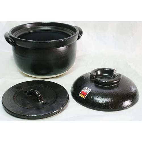 Fluffy rice cooker with double lid, 3-cup capacity, Banko ware earthenware pot, made in Japan