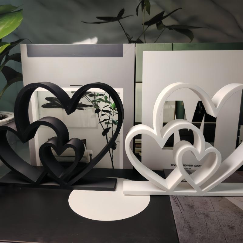 Aesthetic Love Statues Three Heart Sculpture Heart Sculptures Figurines Table Ornament Romantics Gift for Valentines