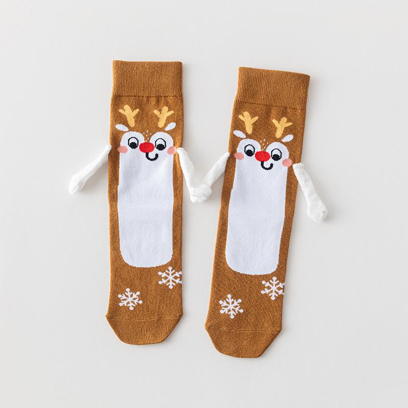 

Женские весенне-осенние трендовые мультяшные рождественские магнитные носки-трубы, которые можно держать в руке 1 pair