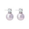 S silver needle rose purple pearl earrings women's light luxury 5A zircon stud earrings real gold electroplating new earrings