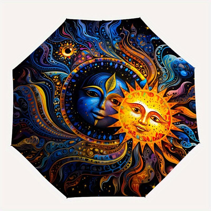 Colorful Celestial Sun & Moon Mandala Art Print Umbrella Day Gift Y293
