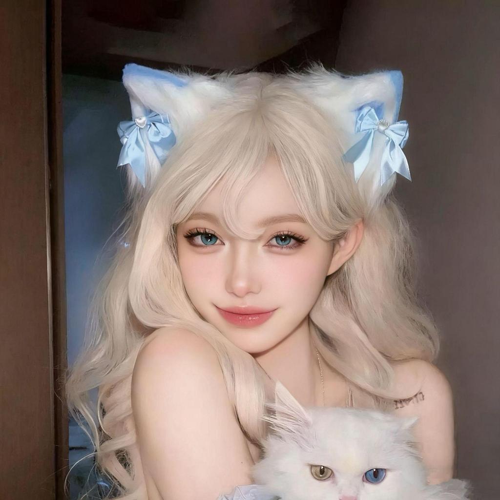 Weiße Plüsch Katzen- & Fuchsohr Haarspangen - Niedlicher japanischer Stil für Halloween