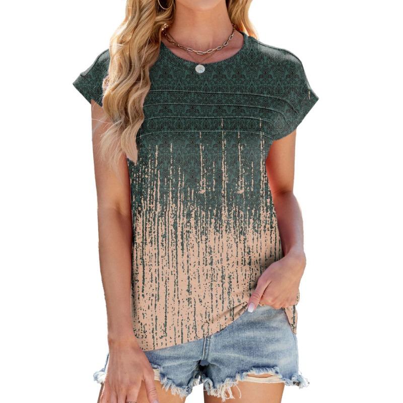 

Женская футболка-топ с короткими рукавами и принтом в полоску, весна/лето XXL