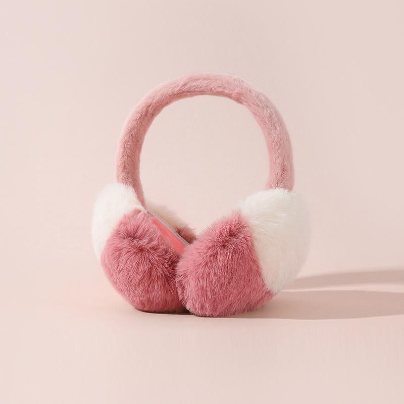 New Two-color Earmuff Women's Winter Warm Fleece Thickened Cold-proof Elastic Cap Hoop Plush Ear Bag