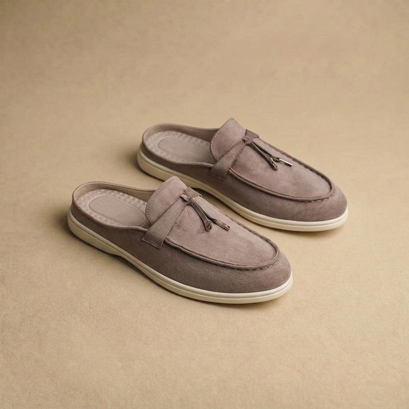 Men'S Fashion Slippers, Retro Lazy Style, Thick-Soled Flat Comfortable Single Shoes, Suitable For Both Indoor And Outdoor Wear