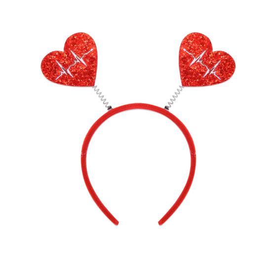 Valentine's Day Heart Headband Glitter Red Heart Hair Accessory for Halloween Holiday Wedding Birthday Party