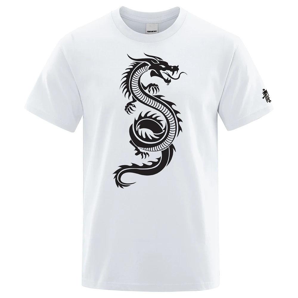 2025 Unisexs Summer Comfortable Tshirt Chinese Dragon Printing Casual Breathable Ordinary Short Sleeve Round Neck Top