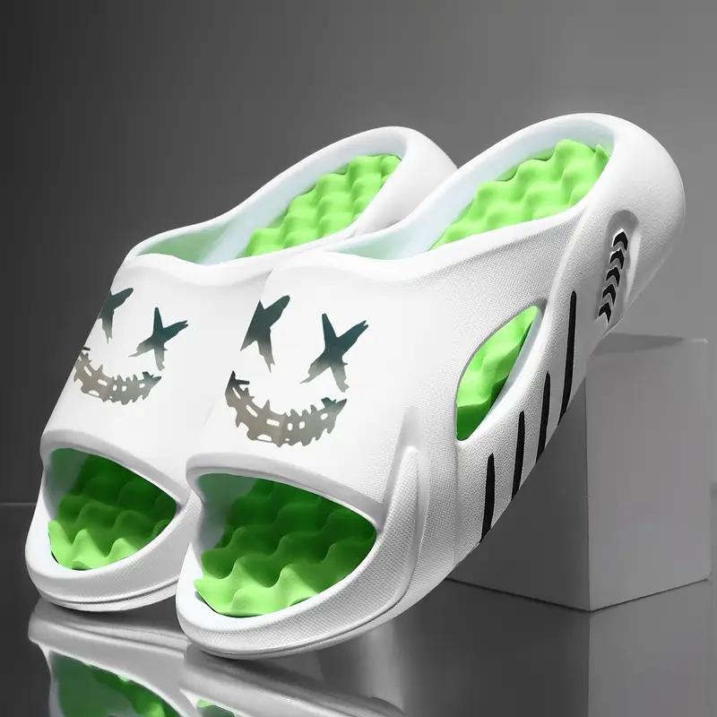 

Большие размеры мужские стильные цветные тапочки с открытым носком, дышащие, массивные, с защитой от запаха 38-39 белый