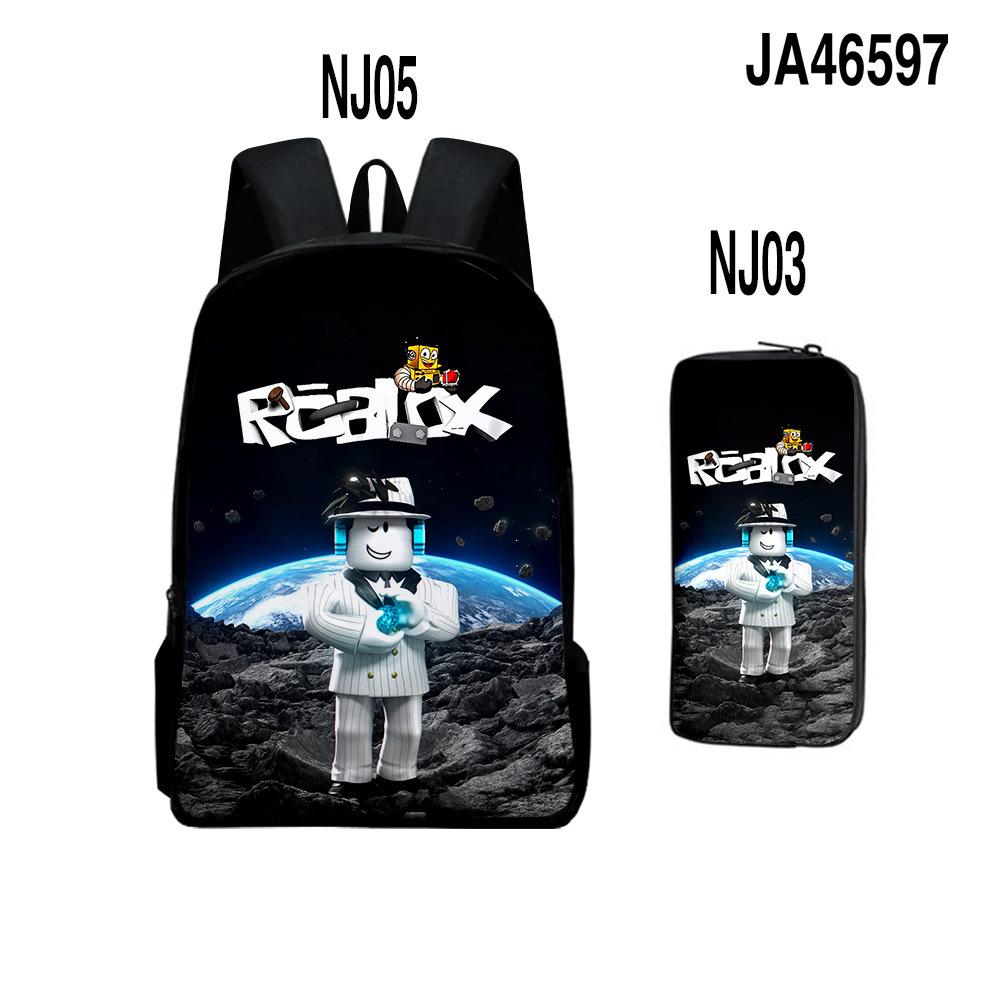 Roblox Two-Piece Set, Elementary And Middle School School Bag, Children'S Backpack, Cartoon Animation Backpack.