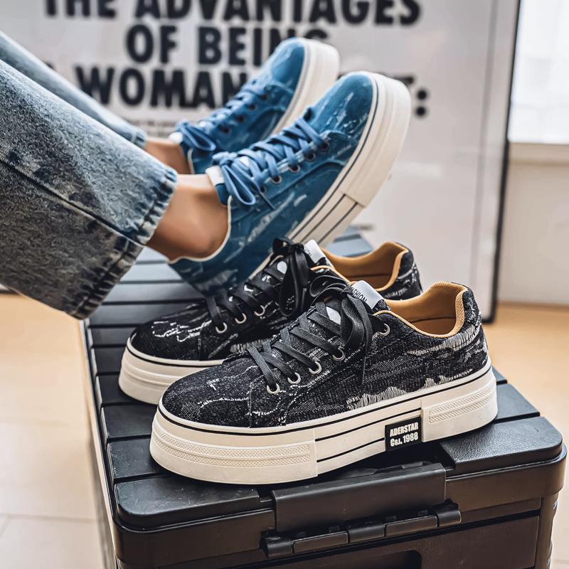 Men 's Casual Four Seasons Fashion Canvas Skateboarding Students Comfortable Sneakers Boys Trending Soft Sole Breathable Shoes