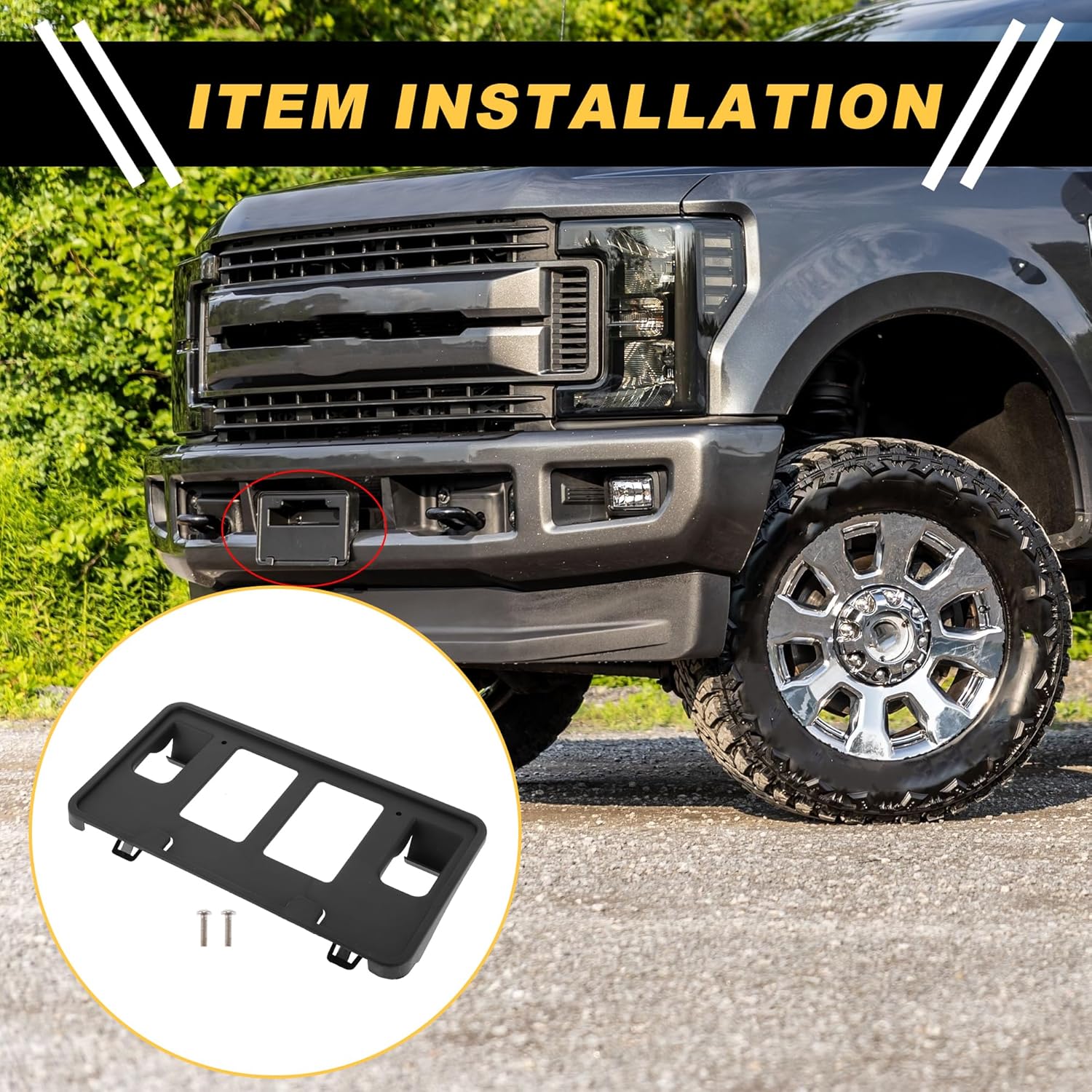 License Plate Bracket for Ford F-150 2006-2008 Front Bumper License Plate Frame Bracket Holder Mounting Accessories Plastic W/Screws Black 1 Set