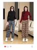 Plaid Elastic Waist Casual Petite Pants - Plus Size, Versatile Spring/Summer Style