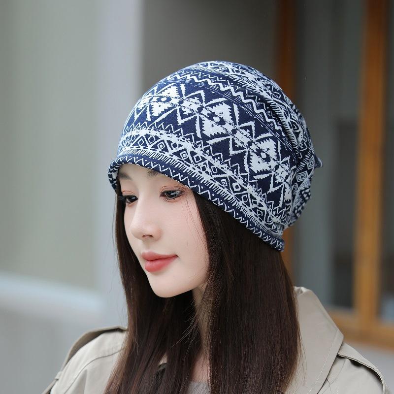Printed Pullover Hat, Women's Pullover Hat, Double-layer Thin Confinement Hat, Bald Hat, Windproof Cycling Hat, Nightcap, Scarf Cover.